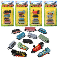 2" DIECAST PULL BACK MINI LOCOMOTIVE TRAIN SET LLB kids toys