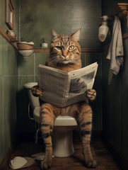 Cat on Toilet Canvas Wall Art print