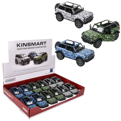5" Diecast 2022 Ford Bronco Open Top Camo Print - LLB Toys