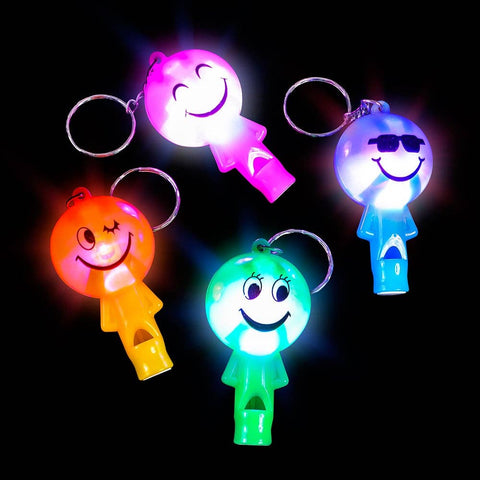 2" LIGHT-UP SMILEY FACE WHISTLE KEYCHAIN LLB Light-up Toys