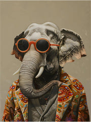 Hippie Elephant Sunglasses Fashion Canvas Wall Art Print
