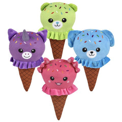 8" Ice Cream Cone Animals Plush - LLB Toys
