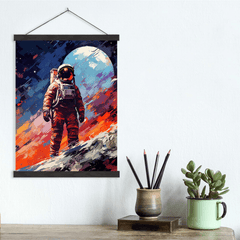 Astronaut Paint Brush on Planet Canvas Wall Art Print