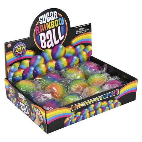2.4" Rainbow Squeezy Sugar Ball 12ct LLB Squishy Toys