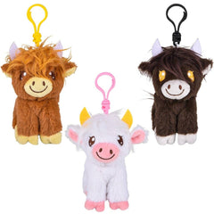 4" Plush Highland Cow Clip On - LLB Toys