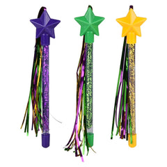 9" Mardi Gras Star Tinsel Wand - LLB Toys