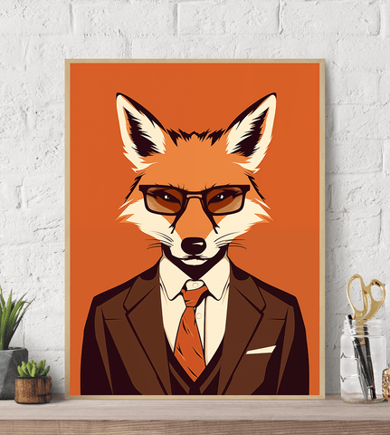 Fox Suit Canvas Wall Art print