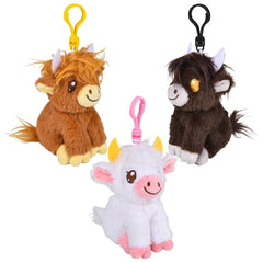 4" Plush Highland Cow Clip On - LLB Toys