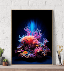Neon Bold Colors Coral Reef Canvas Wall Art Print