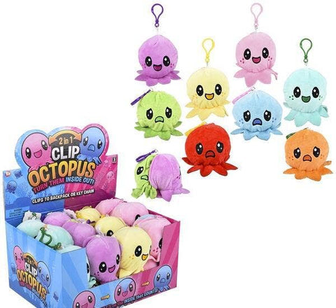 REVERSE EEZ plush OCTOPUS CLIP ON 3" LLB Plush Toys