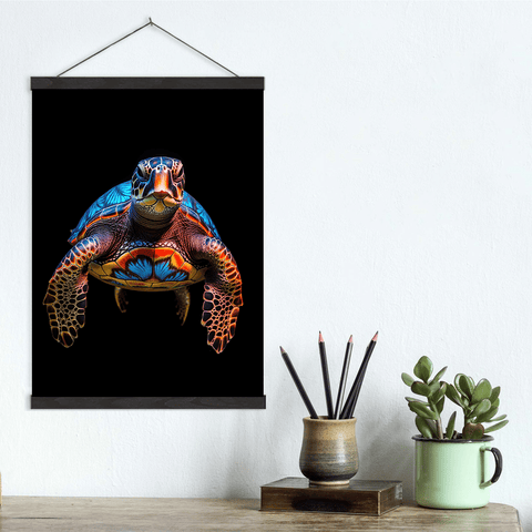 Neon Sea Turtle Bold Colors Canvas Wall Art Print