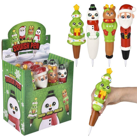 7" Christmas Squish Pen 12ct LLB Squishy Toys