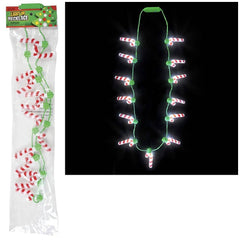 25" LIGHT UP CANDY CANE NECKLACE LLB Fidget Toys Christmas