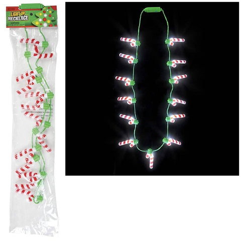 25" LIGHT UP CANDY CANE NECKLACE LLB Fidget Toys Christmas