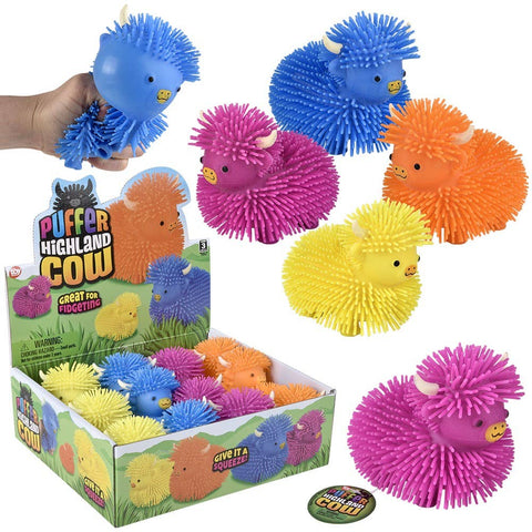 4" Highland Cow Puffer-Assorted Colors -LLB Toys