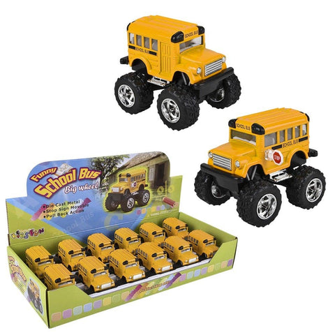 3.75" Diecast Pull Back Big Wheel School Bus LLB Car Toys