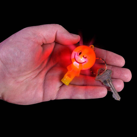 2" LIGHT-UP SMILEY FACE WHISTLE KEYCHAIN LLB Light-up Toys