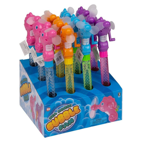 11.75" Sea Horse Wind-up Fan Bubble Baton 12ct - LLB Toys