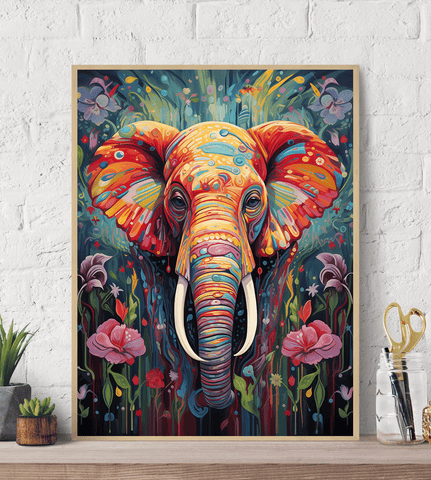 Fantasy Elephant Multi-Colored Canvas Wall Art print
