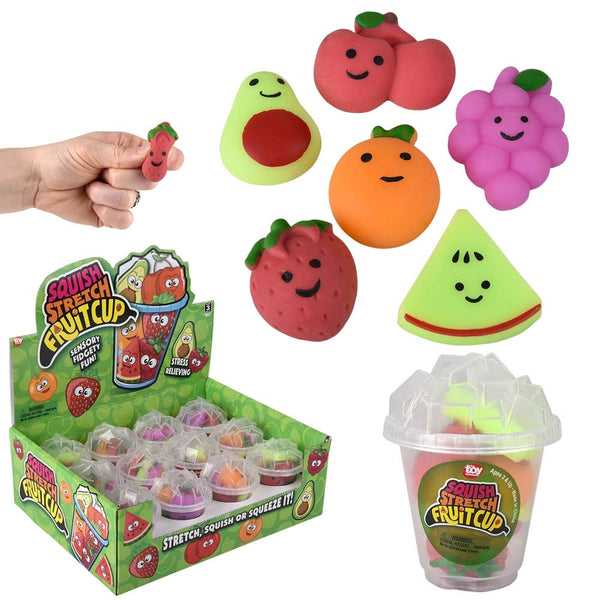 Squishy Stretchy Fruit Cup 6ct Fidget Toy - LLB Toys