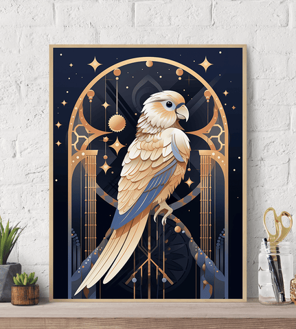 Mystical Snow White Parrot Canvas Wall Art print