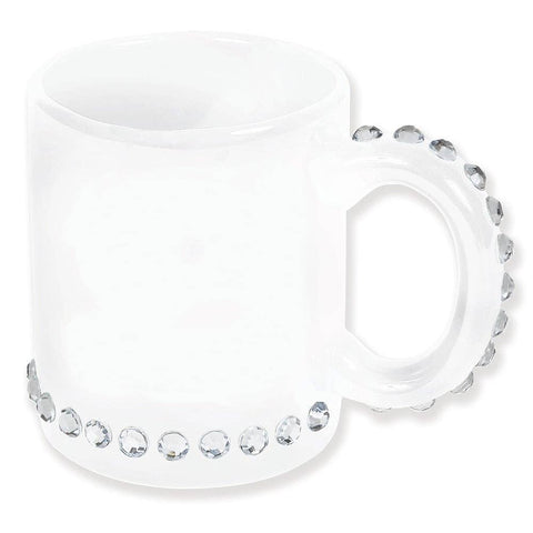 CERAMIC WHITE MUG W/RHINESTONE LLB kids toys