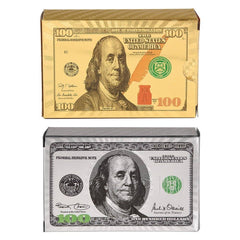 GOLD AND SILVER FOIL $100 BILL PLAYING CARDS LLB kids toys