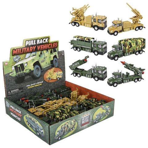 6" DIE-CAST PULL BACK MILITARY VEHICLES LLB Car Toys
