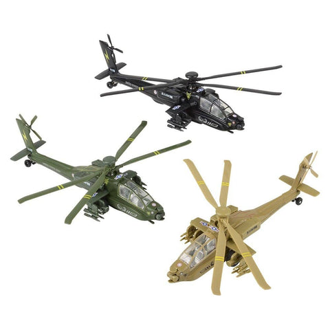 8" DIE-CAST PULLBACK APACHE HELICOPTER LLB Car Toys