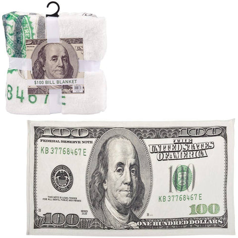 71"x35" $100 Bill Flannel Blanket - LLB Toys