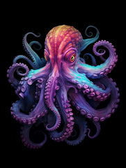 Neon Bold Bright Colored Octopus Canvas Wall Art Print