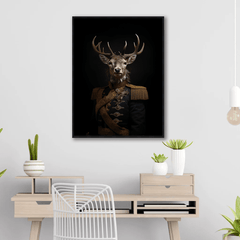 Deer in Uniform Canvas Wall Art Print Poster