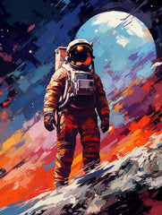 Astronaut Paint Brush on Planet Canvas Wall Art Print