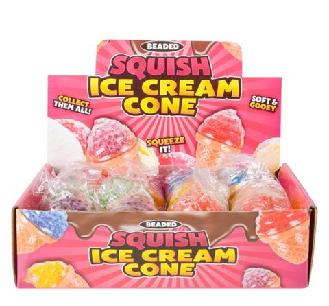 3.5" SQUEEZY BEAD ICE CREAM CONE LLB kids toys