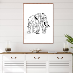 Geometric Lines Elephant Canvas Wall Art Print