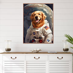 Astronaut Golden Retriever Canvas Wall Art Print