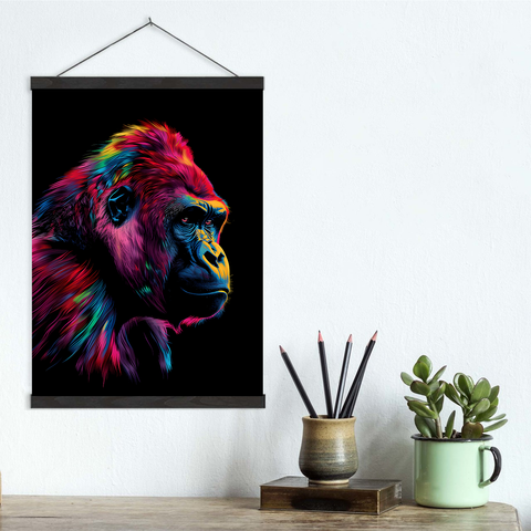Gorilla Bold Neon Colors Canvas Wall Art Print