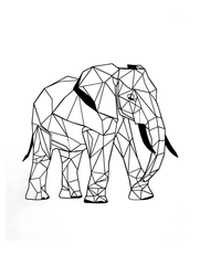 Geometric Lines Elephant Canvas Wall Art Print