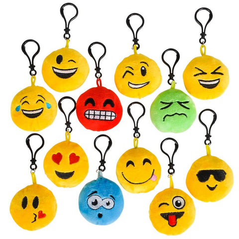 2.75" plush EMOTICON BACKPACK CLIP 24/UNIT LLB Backpack