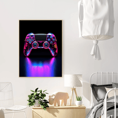 Neon Flux PS5 Controller Canvas Wall Art Print