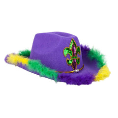 Feather Rimmed Fleur De Lis Cowboy Hat - LLB Toys