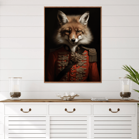 Fox in Uniform Canvas Wall Art Print Poster