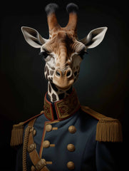 Giraffe in Uniform Canvas Wall Art Print Poster