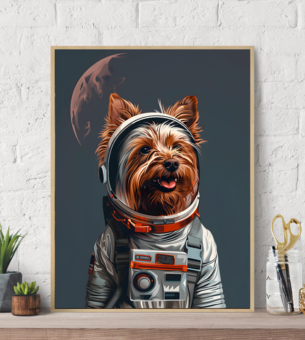 Yorkshire Terrier Nasa Astronaut Canvas Wall Art Print