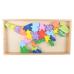 12" x 6.5" WOODEN T-REX LETTER PUZZLE LLB Puzzle