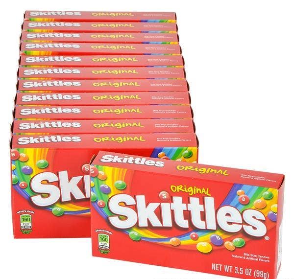 SKITTLES ORIGINAL THEATER BOX CANDY 12PC/CASE LLB Candy