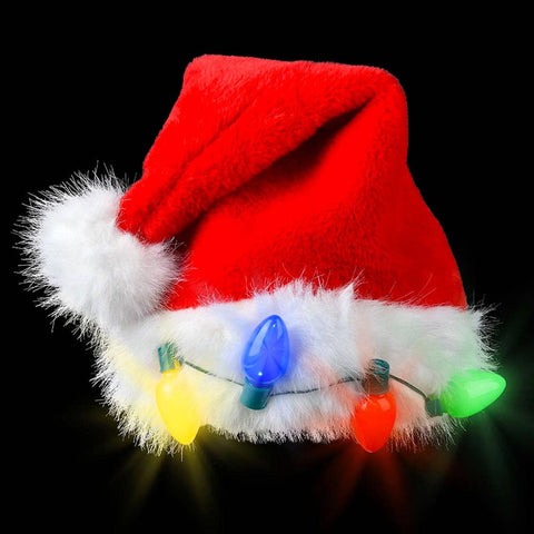 Light-Up Christmas Light Bulb Santa Hat