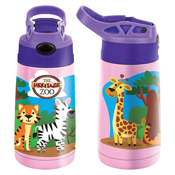12oz PINK SAFARI POP-STRAW DOUBLE WALL - LLB Toys