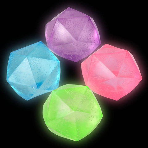 2.25" Glow In Dark Sugar Polyhedron Ball 12ct - LLB Toys