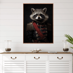Raccoon in Uniform Canvas Wall Art Print Poster